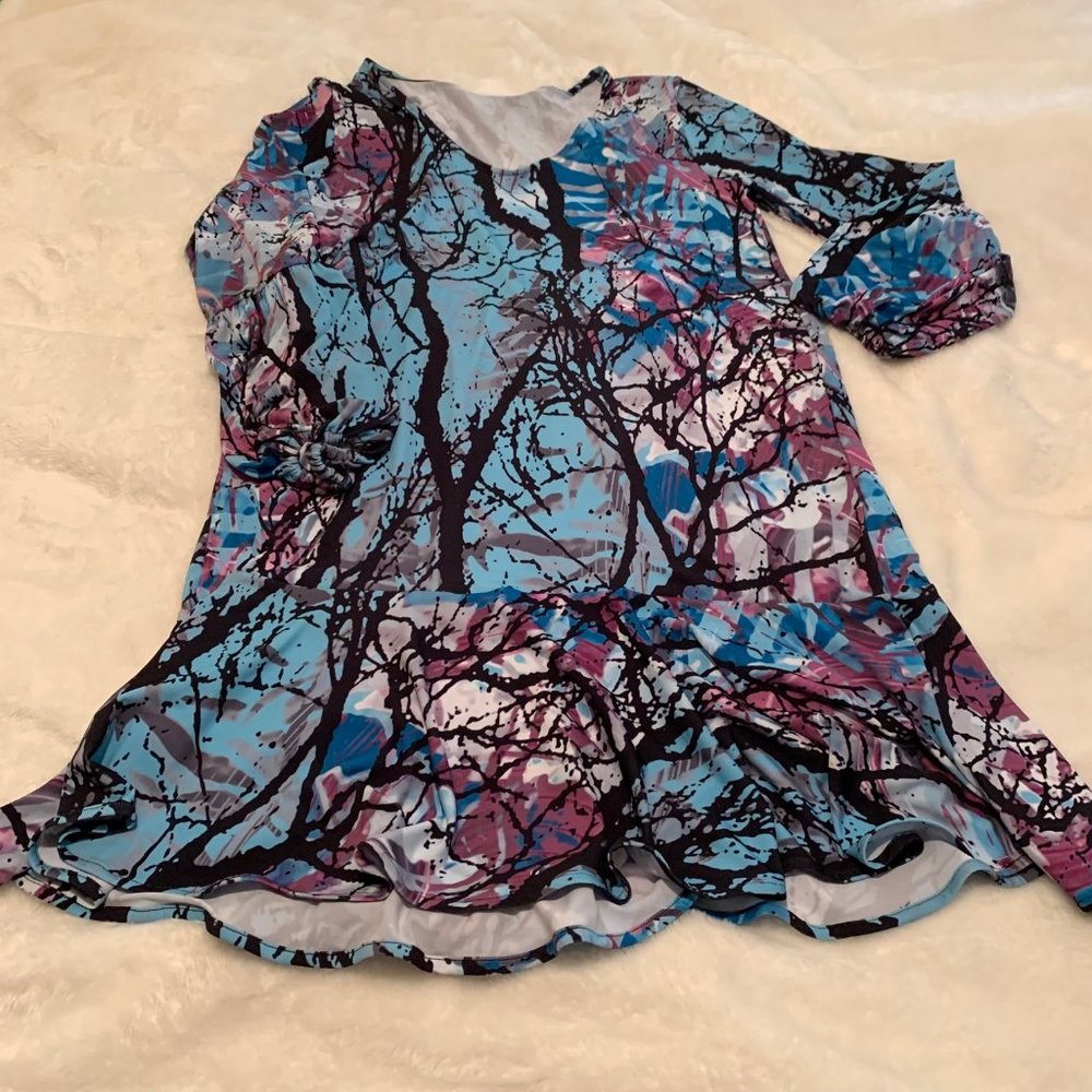 NWT Kaiya Designs Blue Tree Peplum Dress Size XS